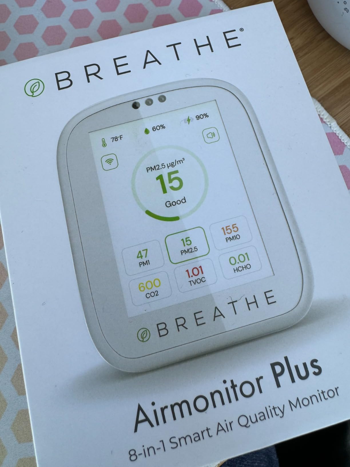 BREATHE Airmonitor Plus Indoor Air Quality Monitor with CO₂, PM & App | Professional-Grade NDIR Sensor, PM1, PM10, TVOC, Formaldehyde, Smart Alerts, 90-Day History, CSV Export customer photo 2