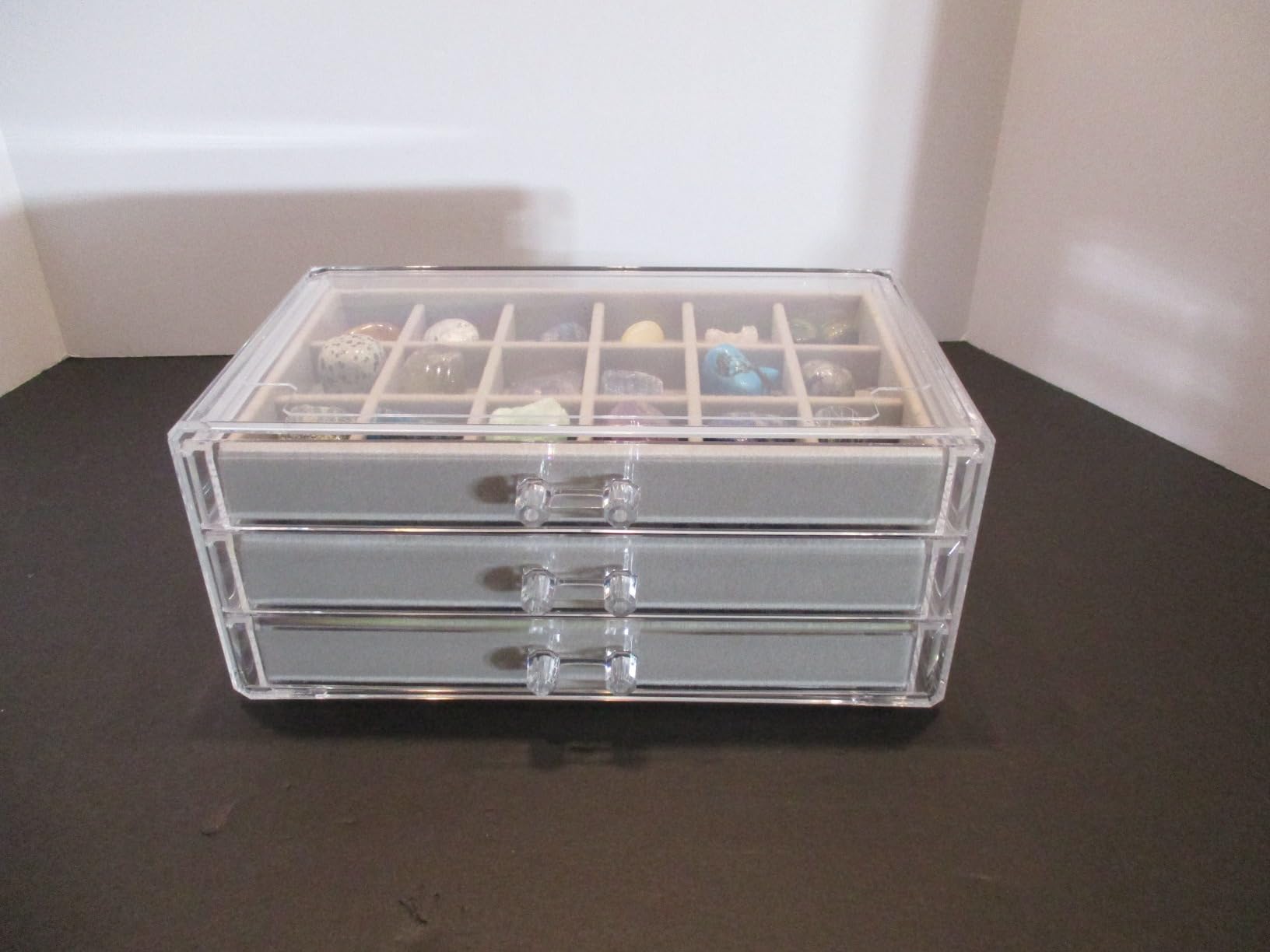 Bfttlity Acrylic Rock Display Case, 54 Grids Rock Collection Box for Kids | Rock Box with Mini Magnifying Glass and Gloves, Collection Display Cases for Stones Collectibles Gemstone Crystals Storage customer photo 2