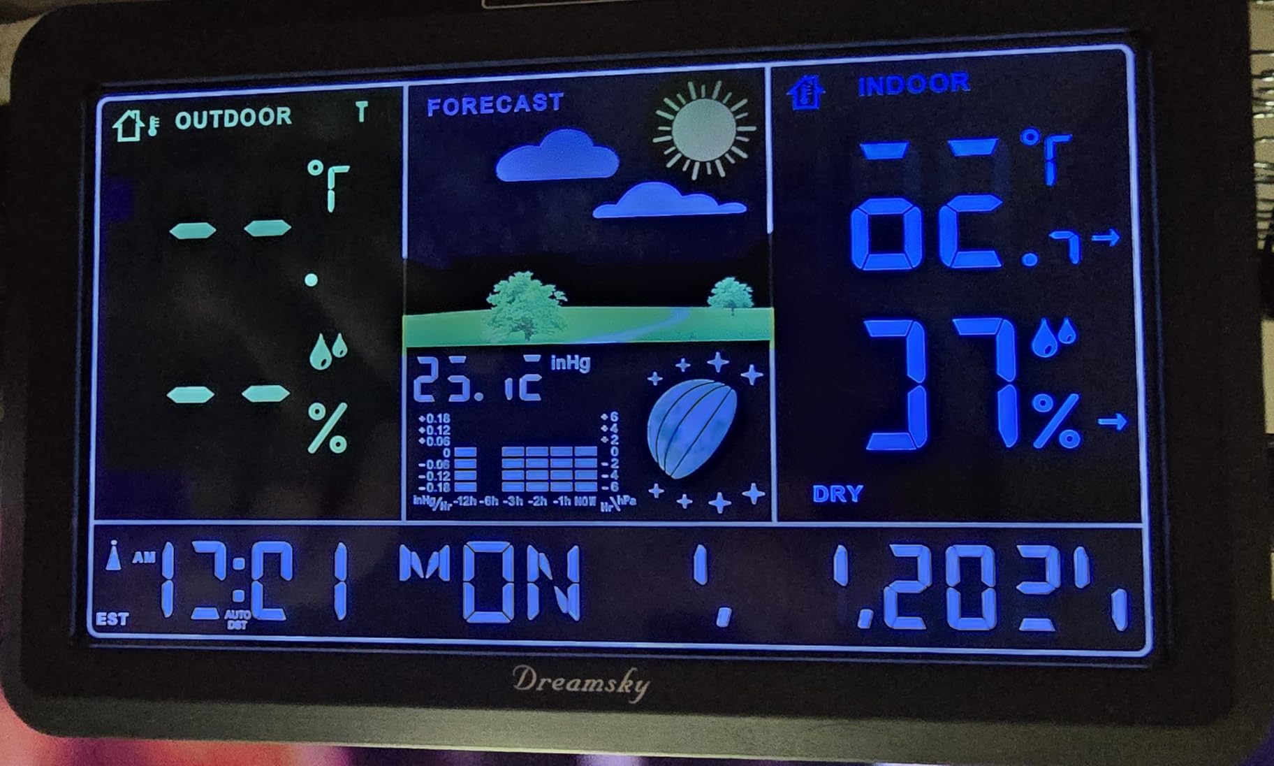 DreamSky Weather Station Indoor Outdoor Thermometer Wireless with Digital Atomic Clock for Home, Large Display with Dimmer, USB Port, Inside Outside Temperature Humidity Monitor (Plug-in) customer photo 1