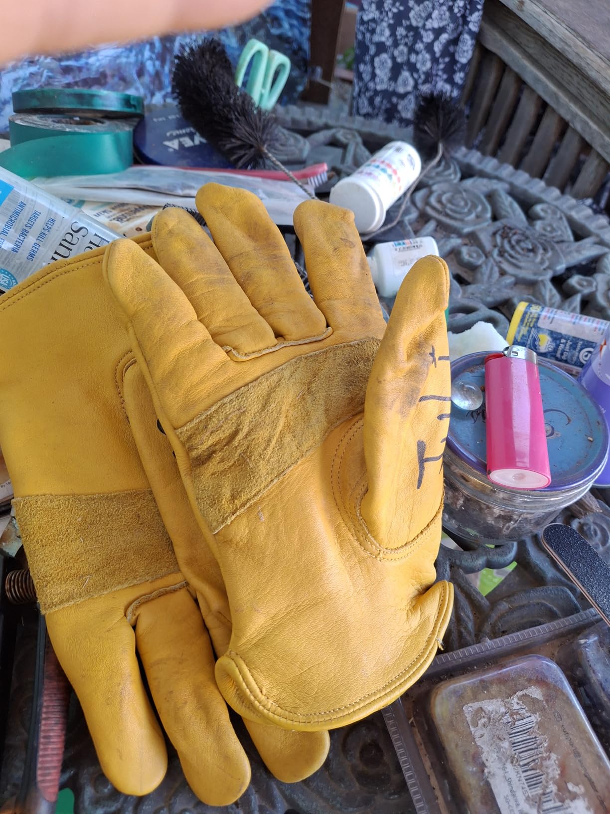 DULFINE Cowhide Leather Work Gloves for Men 1/3/6/12 Pairs | Reinforced Durable Gloves, Puncture & Cut Resistant, Ideal for Construction, Chainsaw, Farm, Welding, Men & Women customer photo 1