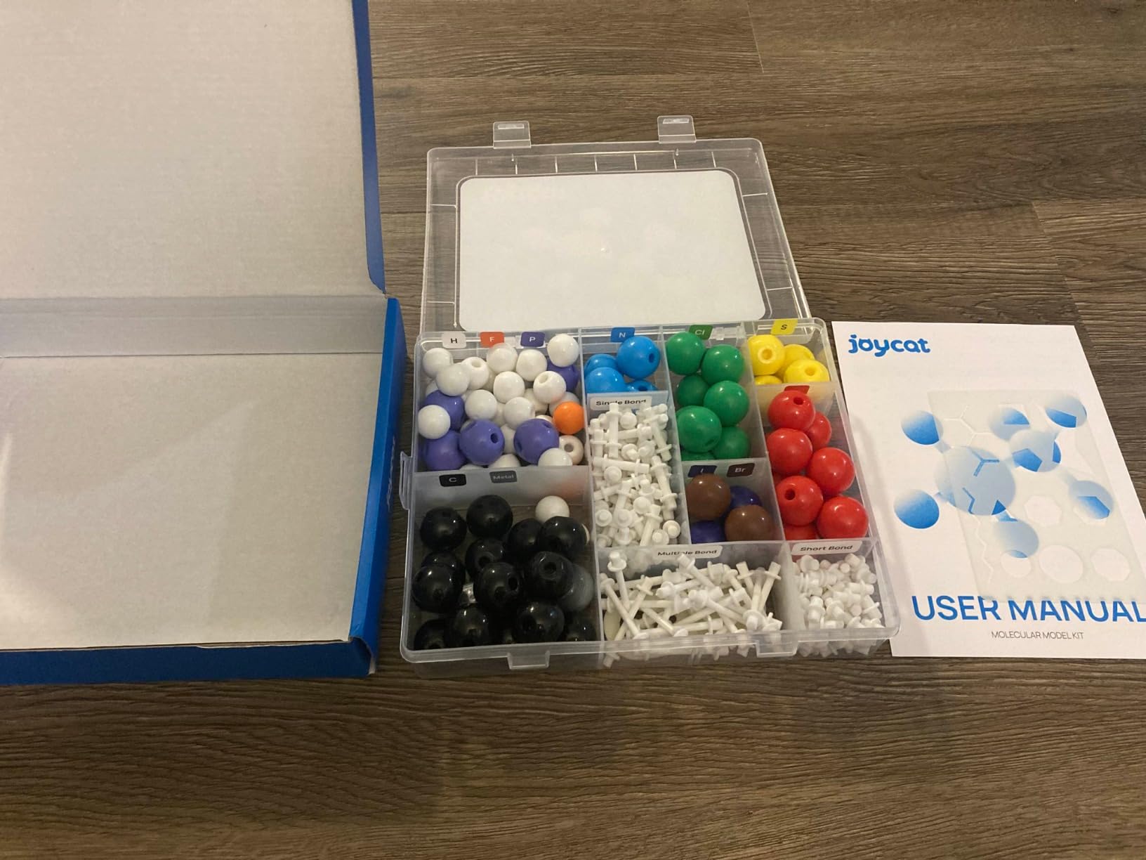 JoyCat 238-Piece Molecular Model Kit for Organic and Inorganic Chemistry | Includes 84 color-coded atoms, 153 bonds, remover tool, learning guide and labeled storage box for grade 9 through college customer photo 1