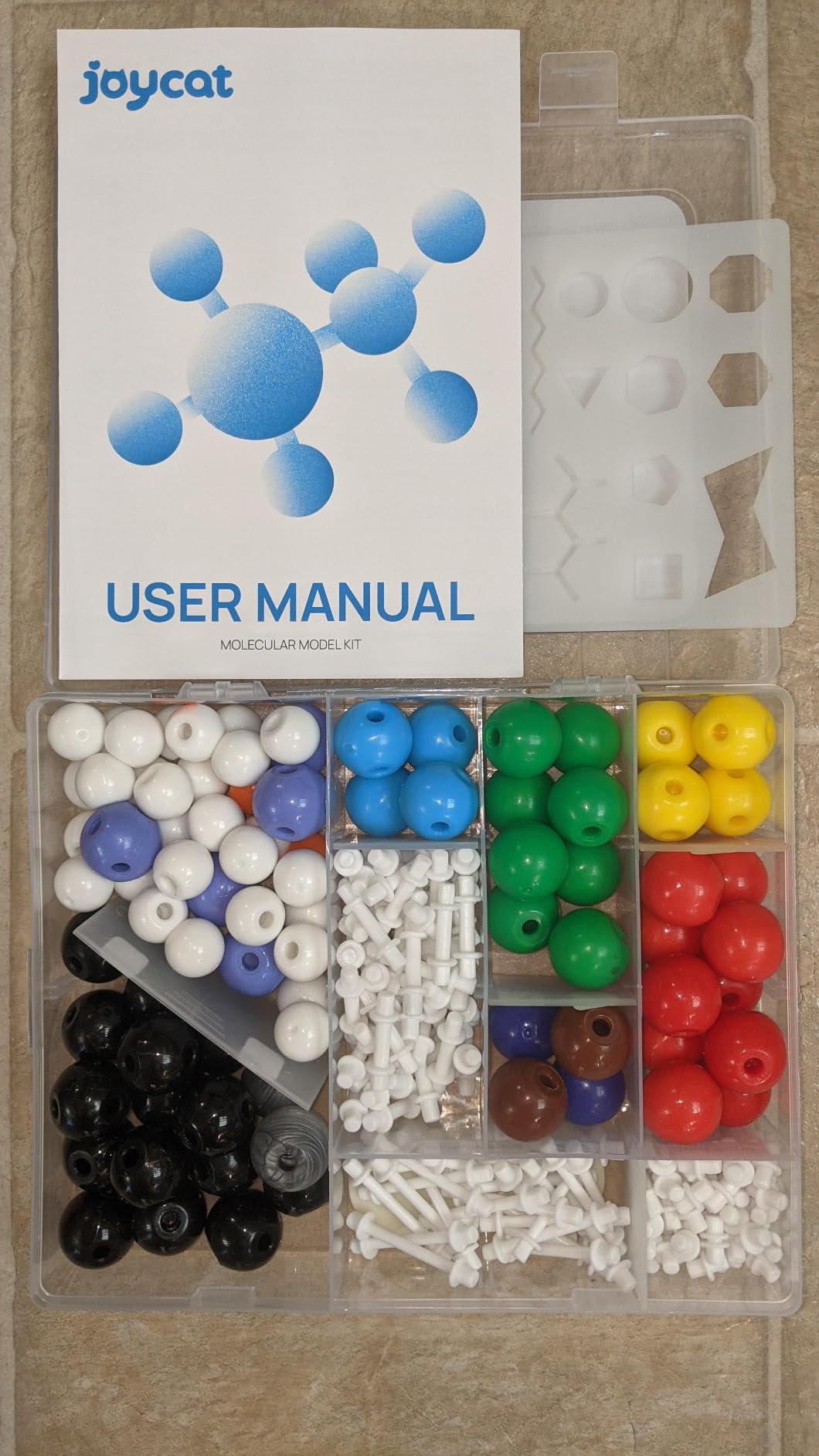 JoyCat 238-Piece Molecular Model Kit for Organic and Inorganic Chemistry | Includes 84 color-coded atoms, 153 bonds, remover tool, learning guide and labeled storage box for grade 9 through college customer photo 2