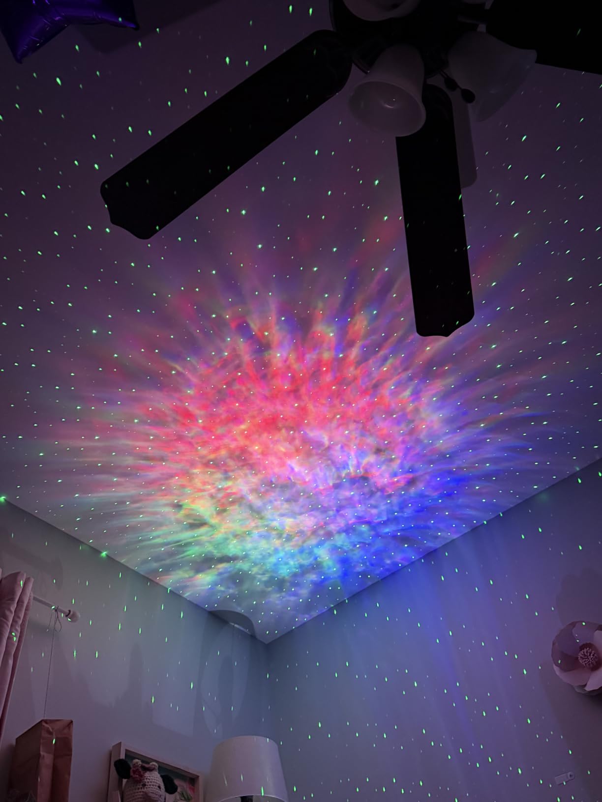Rossetta Dual Lens Galaxy Star Aurora Projector Night Light for Bedroom | 58 Light Effects, White Noise, Bluetooth Speaker, Music Sync, Remote Control, Timer, Room Decor Gift for Kids Adults Teens customer photo 1