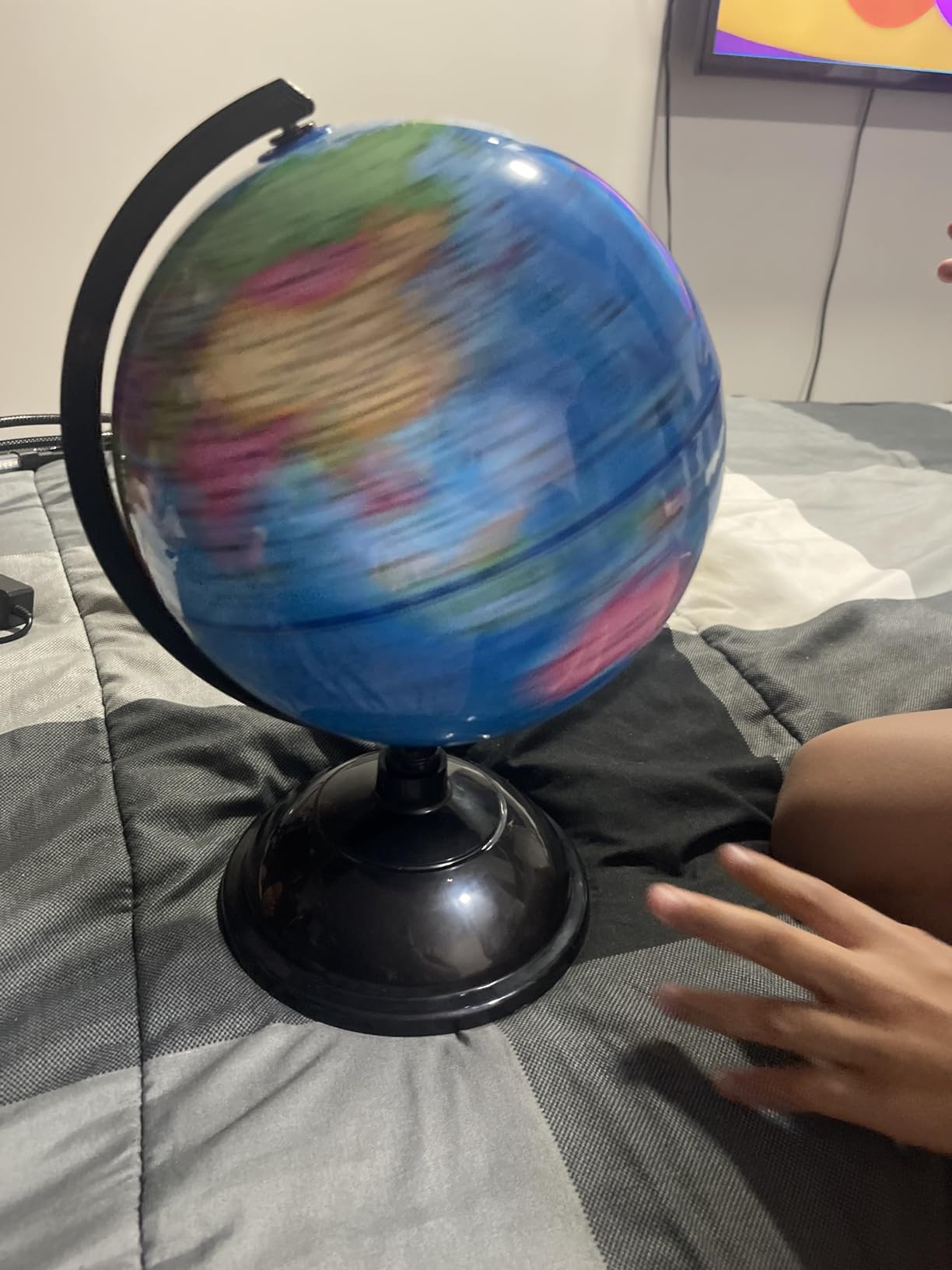 KISEER 8 Inch World Globe with Stand Rotating Earth Spinning Globe for Kids Geography Classroom Education or Decorations (Blue) customer photo 1