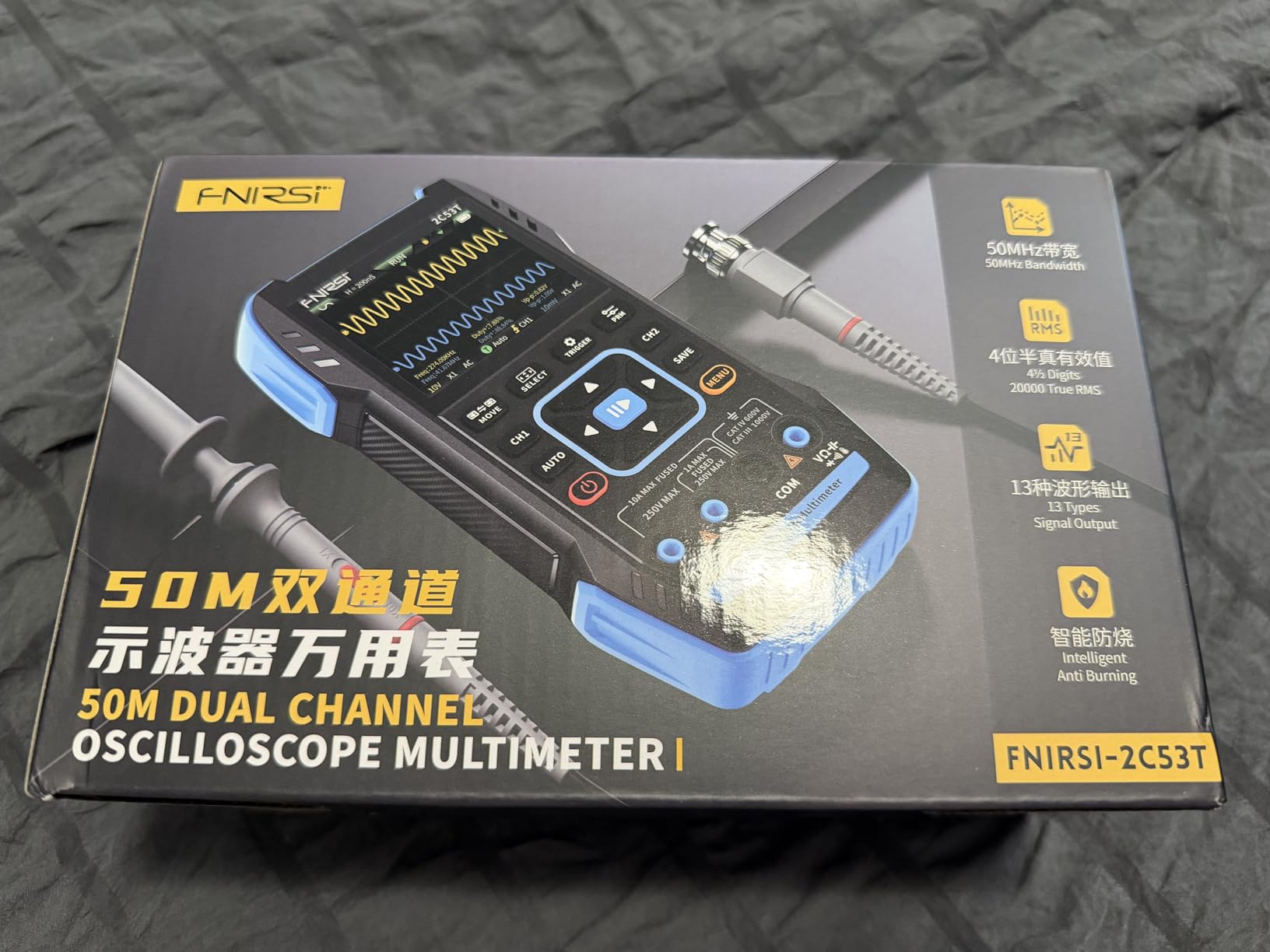 FNIRSI 2C53T 3-in-1 50MHz 2CH Oscilloscope Multimeter DDS Signal Generator | 250MSa/s Sampling, 19999 Counts Multimeter, Handheld Protable Oscilloscope, Auto Measurement for Automotive Electronic Repair customer photo 1