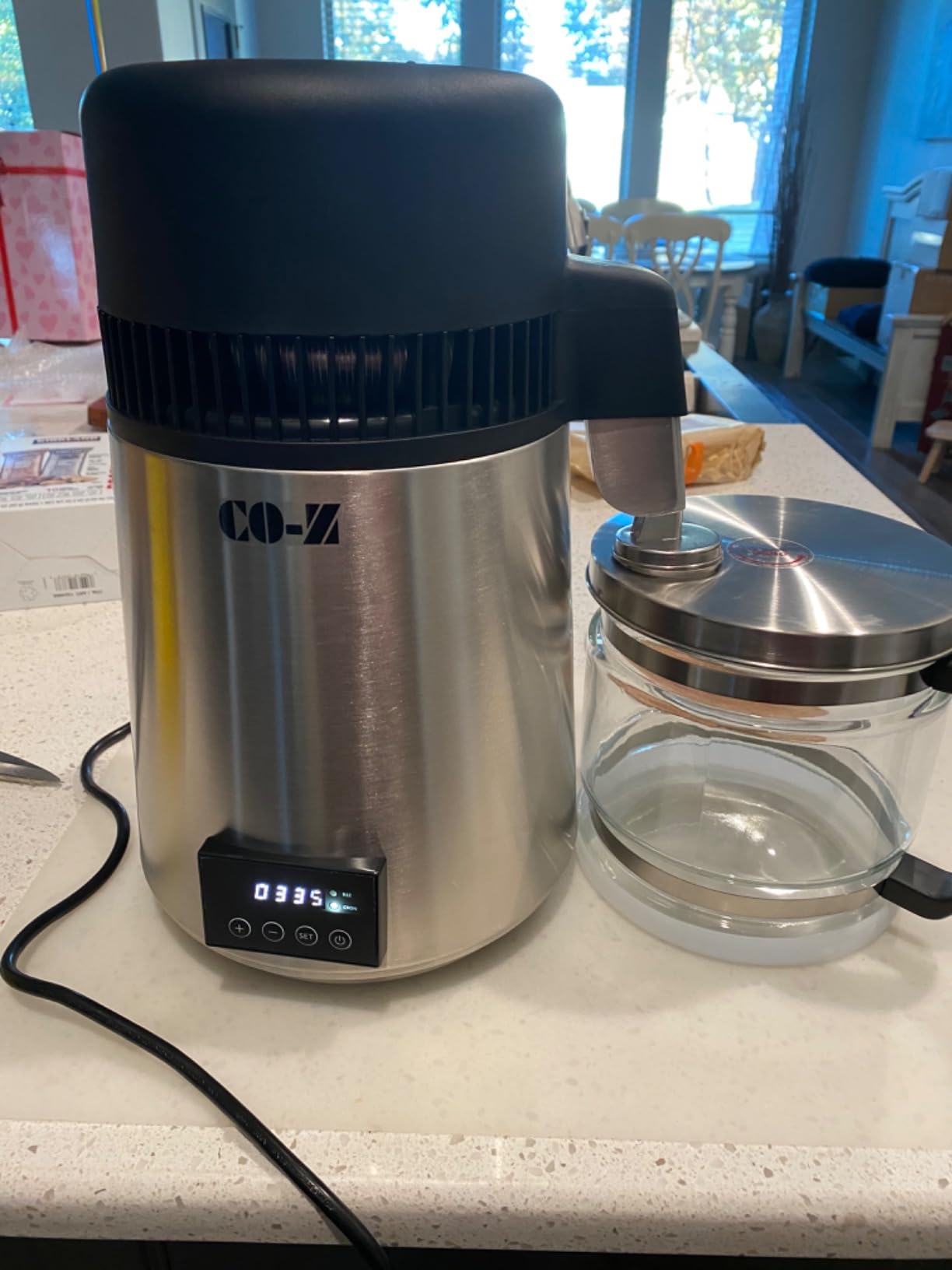 CO-Z 1.1 Gallon Water Distiller, 4L 750W Countertop Maker, Glass Pot, 304 stainless steel, 0.3 gal/hr, up to 6 gal/day, auto shut-off, dark blue customer photo 2