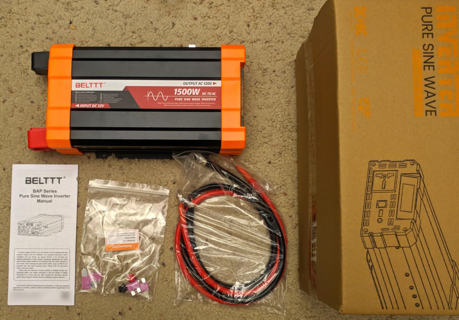 BELTTT 1500W Pure Sine Wave Inverter 12V to 110V Converter, 3000W Surge | LCD Display, Dual AC Outlets, 5V 2.1A USB, Power Inverter for Solar, Off-Grid, Truck, RV, 12V Inverter customer photo 2