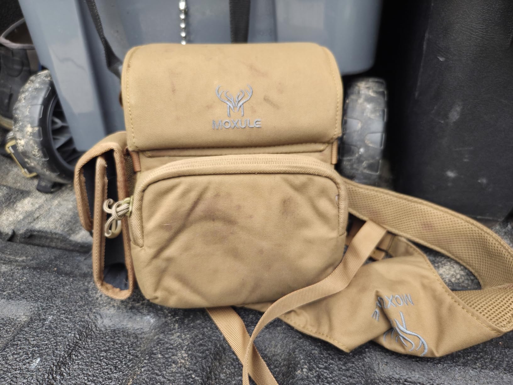 MOXULE Binocular Harness Chest Pack: Bino Case with Rangefinder Pocket | Silent magnetic lid, one-handed access, removable pouches, rain cover, MOLLE webbing for hunting hiking bird watching customer photo 2