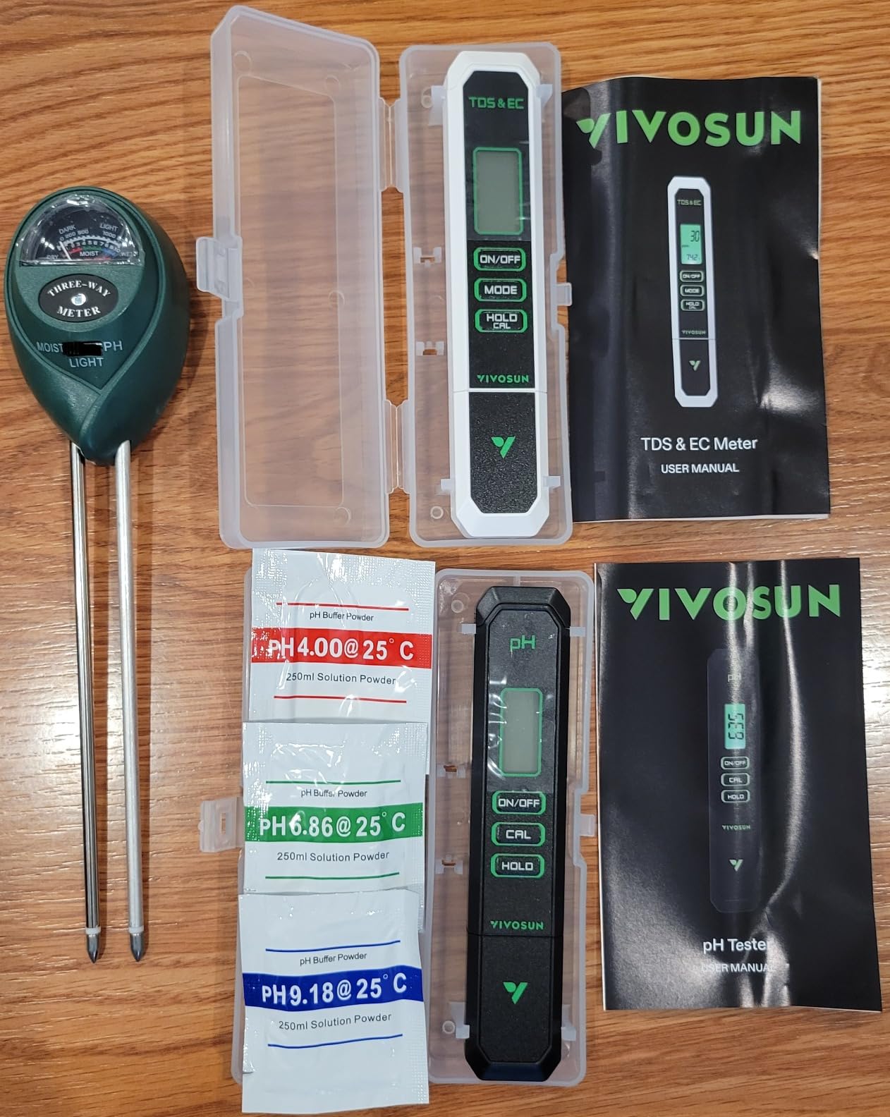 VIVOSUN Digital pH Meter, 3-in-1 TDS/EC/Temperature Meter, 3-in-1 Soil Moisture/pH/Light Tester Combo for Home, Garden and Hydroponics customer photo 2
