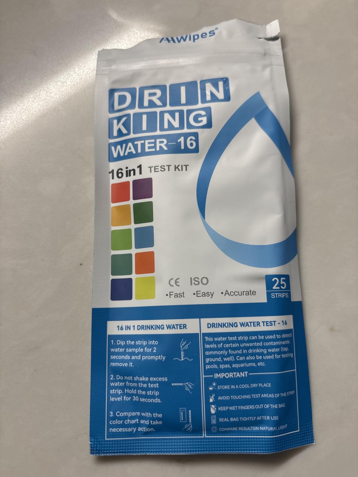 AAwipes Complete Water Testing Kits for Drinking Water 25 Strips Bag Pack 16 in Well, Tap, Drinking Water, City Water Testing Strips (25) customer photo 1