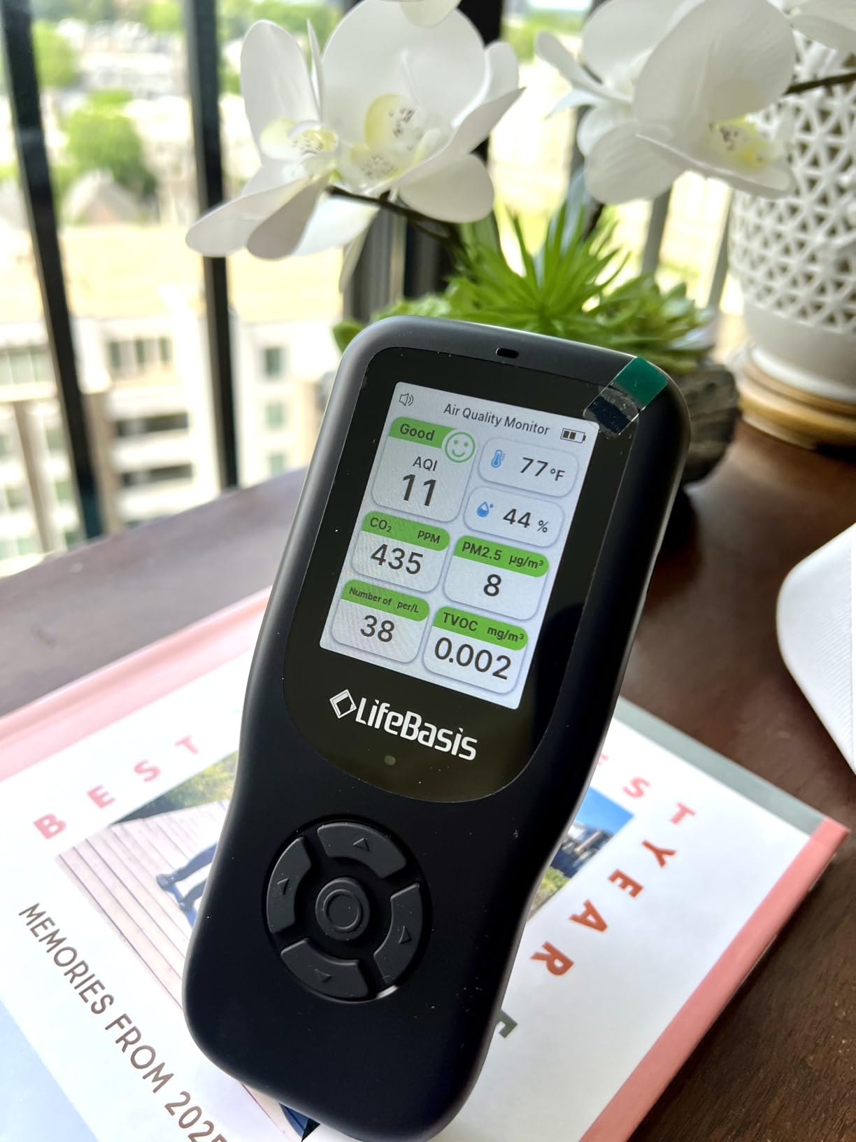LifeBasis Air Quality Monitor Indoor, 11-in-1 Air Quality Detector | Air Meter Test AQI, PM1.0, PM2.5, PM10, CO2, TVOC, HCHO, Particles, Temperature and Humidity with Alert - Black customer photo 2