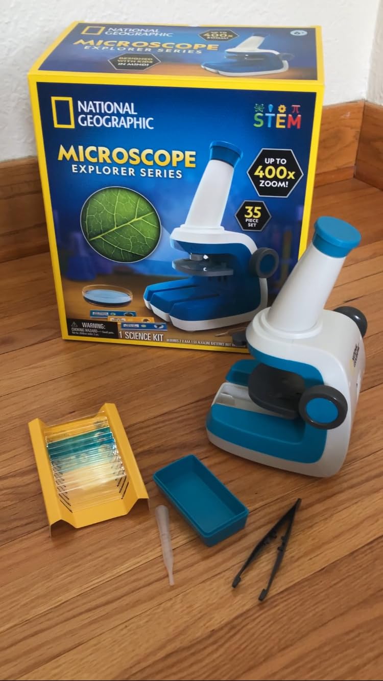 National Geographic Junior Microscope Science Kit with 250x Magnification | Handheld Mini Attachment, 12 Slides, Dual Viewing Options, Biology Experiments, Beginner STEM Toy, Birthday Gift customer photo 2