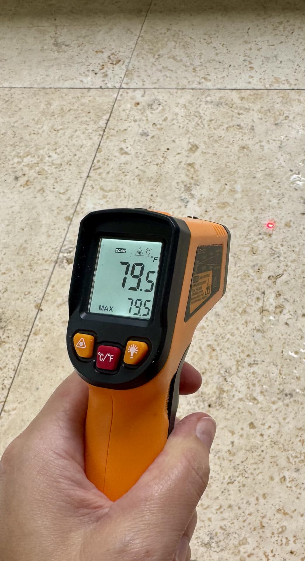 KNINE OUTDOORS Infrared Thermometer Laser Temperature Gun, -58℉ to 1112℉, Single Laser Targeting, Distance to Spot Ratio 12:1, for Cooking, Oven and Meat (Orange) customer photo 1
