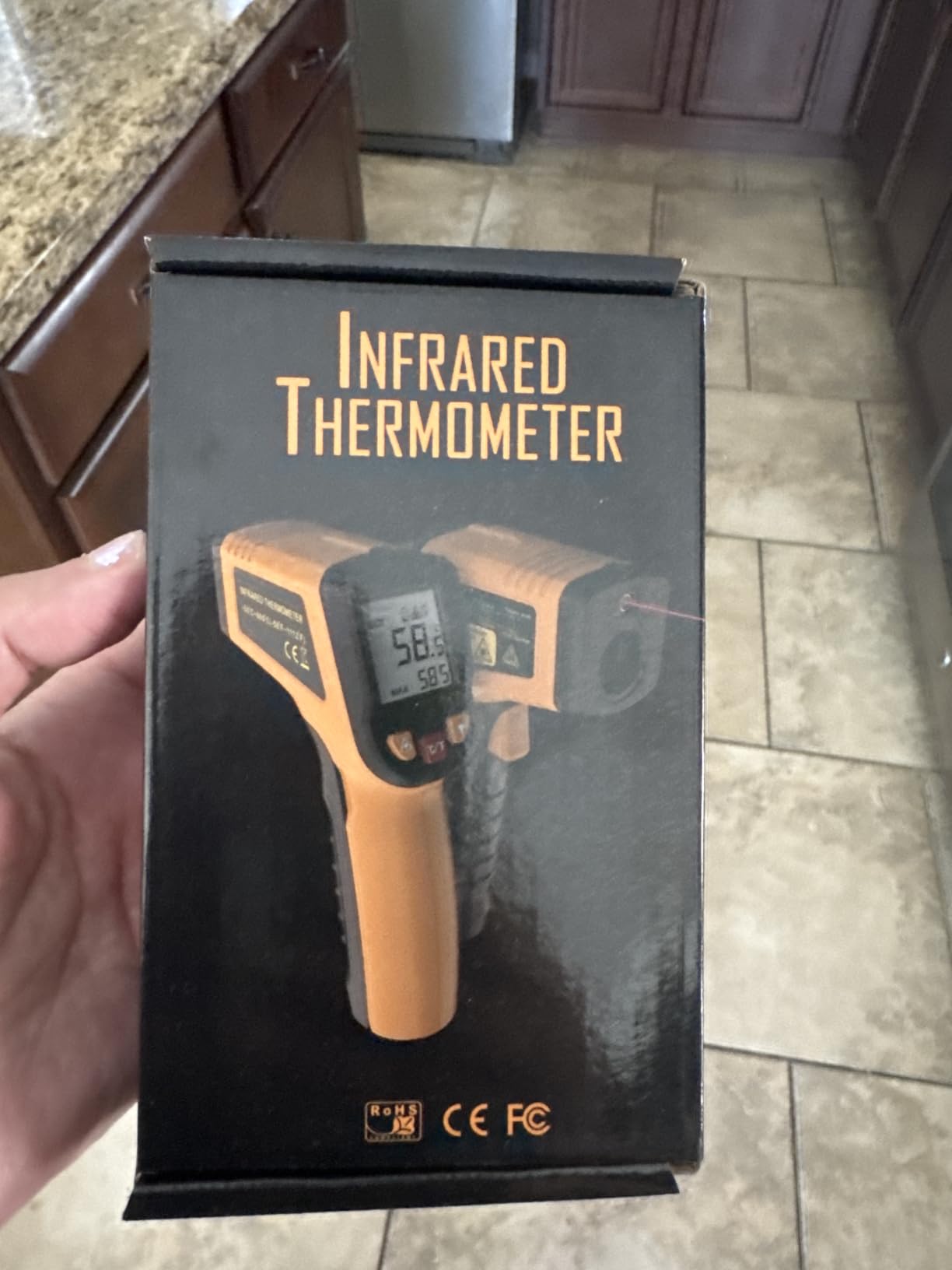 KNINE OUTDOORS Infrared Thermometer Laser Temperature Gun, -58℉ to 1112℉, Single Laser Targeting, Distance to Spot Ratio 12:1, for Cooking, Oven and Meat (Orange) customer photo 2
