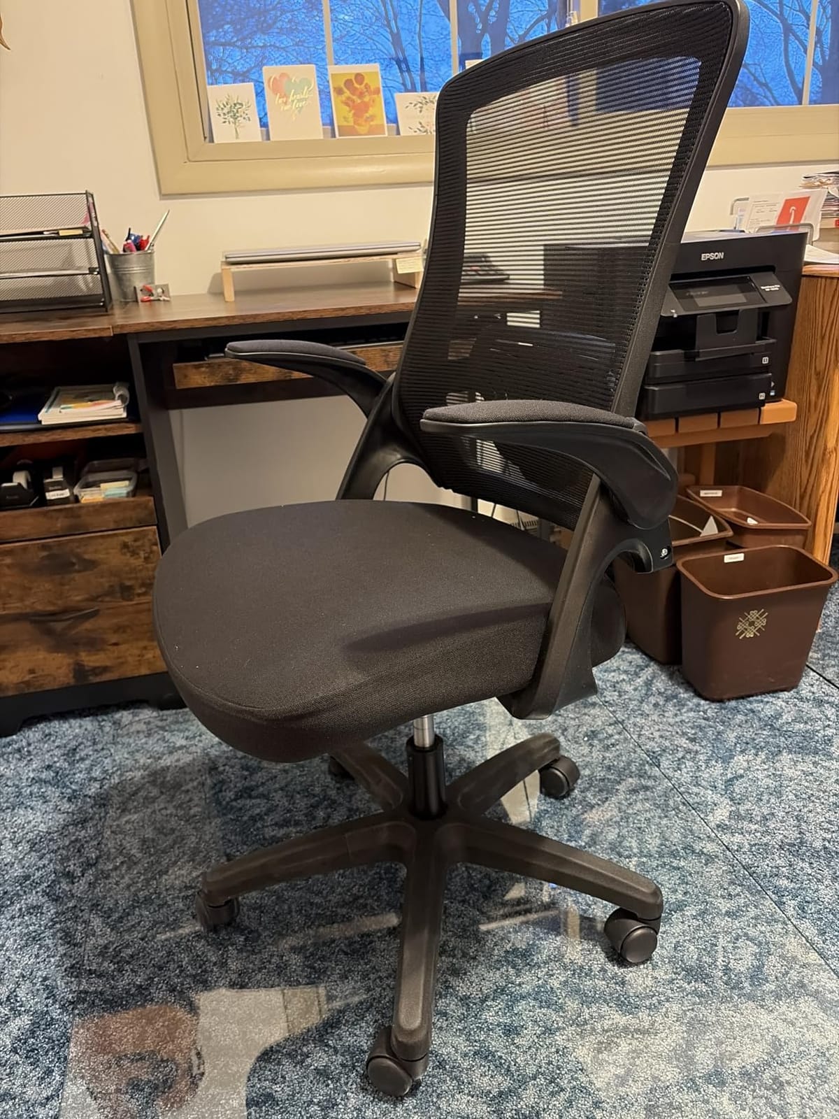 NEO CHAIR Office Desk Chair High Back Mesh Chair Adjustable Lumbar, Black | Ergonomic High-Back Design with Breathable Mesh, Flip-Up Armrests, Comfortable Support for Home office or Computer Work customer photo 1