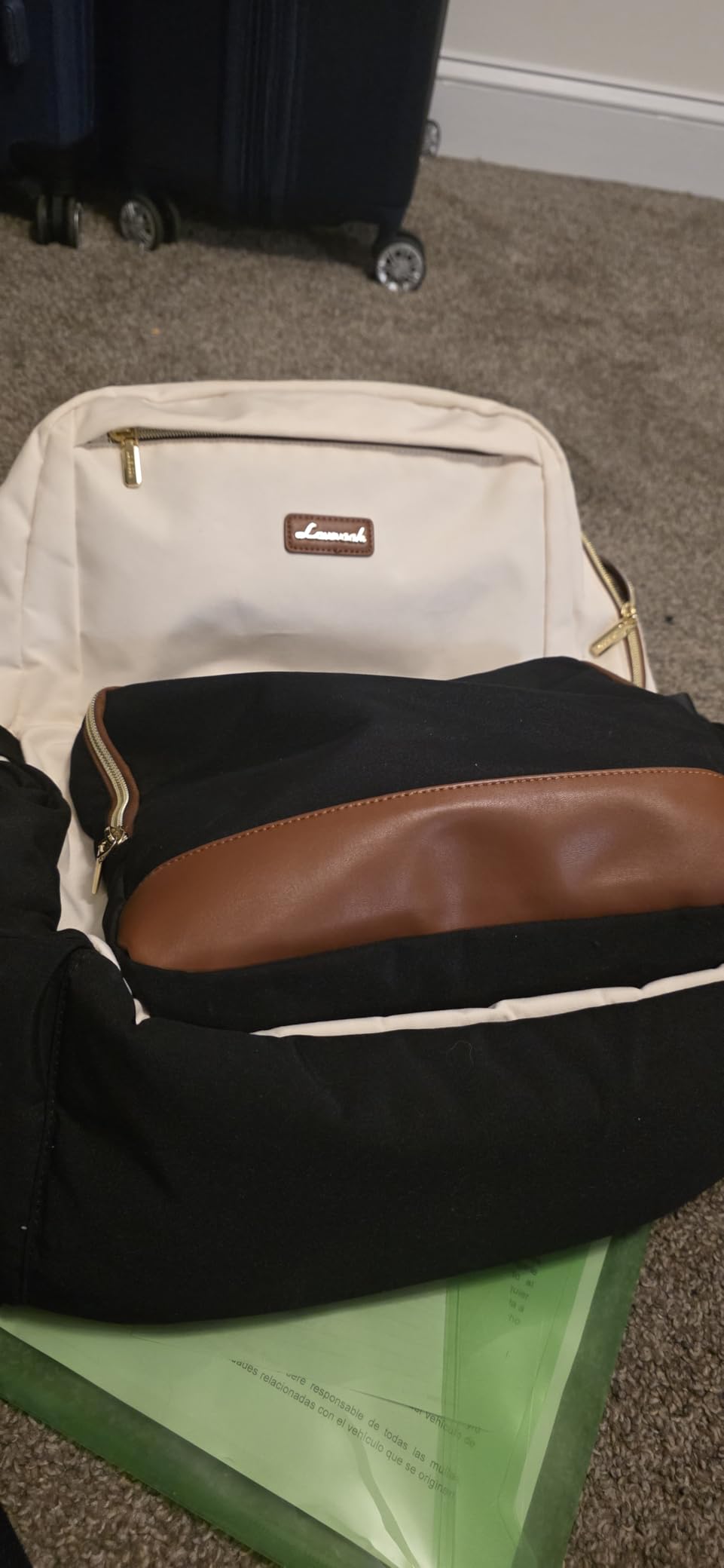 LOVEVOOK Laptop Backpack for Women with Pouch Pocket for Large Capacity Cup, 15.6 Inch Travel Backpack Purse, Waterproof Work Business College Teacher Bags, Beige-Black-Brown customer photo 1