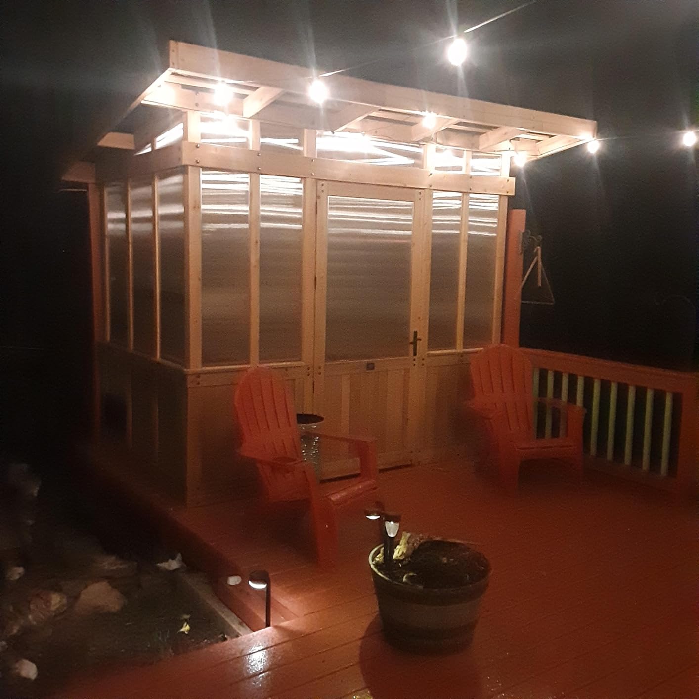 Backyard Discovery Poppy 11' x 7' Cedar Wood and Polycarbonate Walk-In Greenhouse Kit with Exhaust Fan, Windows, Hose Hook-Ups, PowerPort, Staging Shelves, Plant Hooks for Year-Round Outdoor Gardening customer photo 2