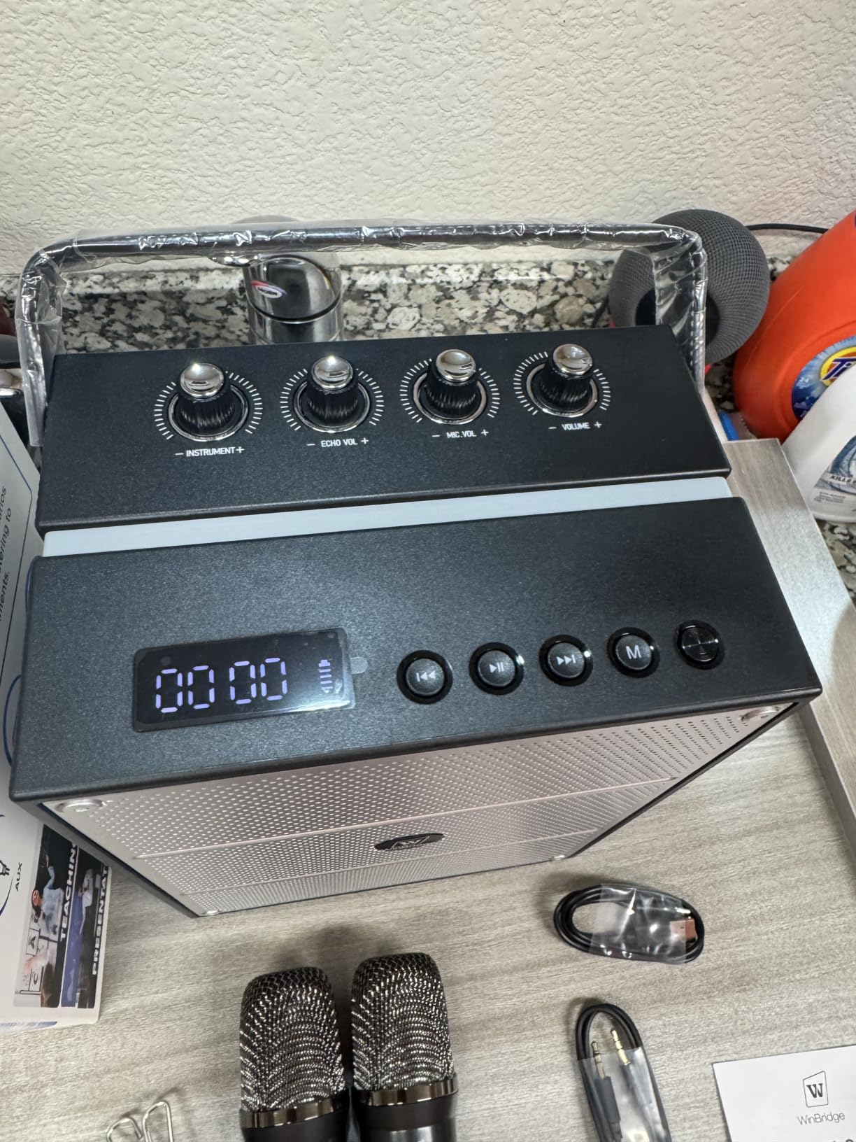 100W Powerful Voice Amplifier with 2 Wireless Microphones S99 | Big Pro Sound Portable Speaker with Microphone, Bluetooth Speaker PA System Karaoke Machine Support BT/USB/TF Card/Aux/Guitar customer photo 2
