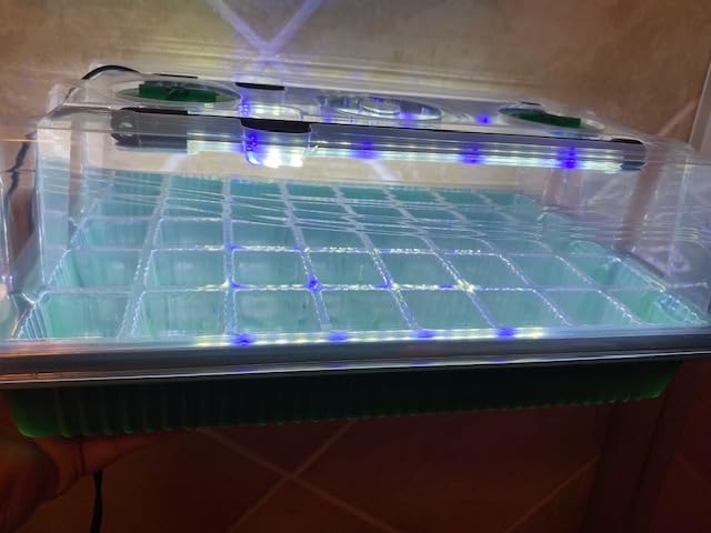 joyhalo 40 Cell Seed Starter Kit with Grow Light and Heating Mat, Graphene Heating Mat, 4.7