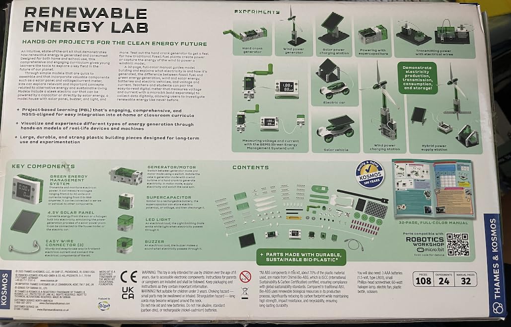 Thames & Kosmos Renewable Energy Lab STEM Experiment Kit, Hands-on Projects & Curriculum for Home & School Use, NGSS-Aligned, Build Models to Explore Clean Energy Generation & Consumption, Ages 8-18+ customer photo 1