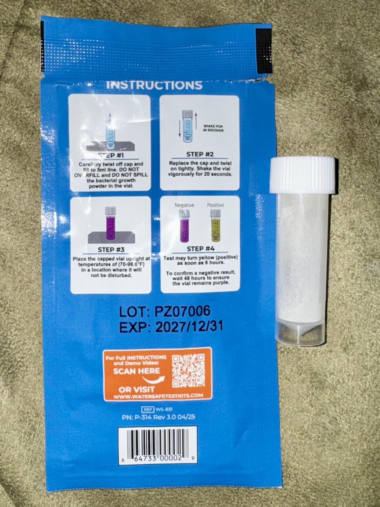 Watersafe Bacteria Water Test Kit - USA-Made - Results as Fast as 6 Hours - Detects Coliform (Inc. E. coli) & Non-Coliform Bacteria in Drinking, Well & Tap Water - Lab-Quality Testing - 1 Pack customer photo 1