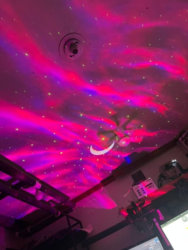 HUMIIEYE Star Projector with Bluetooth Speaker, Northern Lights Projector | 1800mAh Battery Operated, 8 Modes, Aurora Night light with Moon & Star for Bedroom, Mood Ambient lighting for Kids Adults customer photo 2