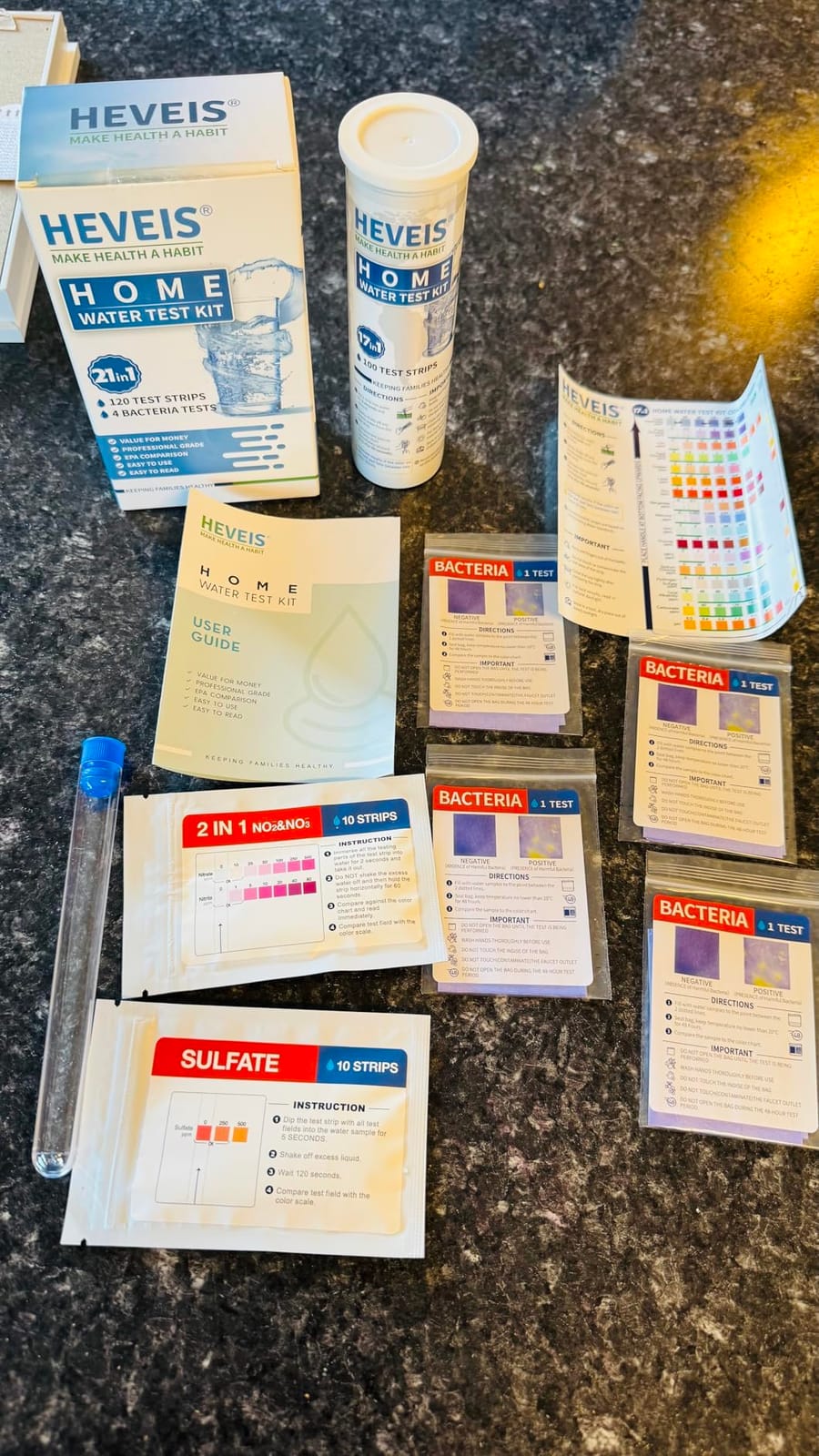 21-in-1 Home Drinking Water Testing Kit - 120 Strips + 4 Bacteria Tests - Tap and Well Water Test Kit, Easy to Test and Read for Hardness, Lead, Iron, Fluoride, pH, Copper, Bacteria and More customer photo 1