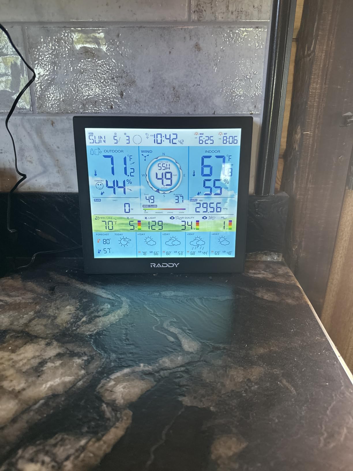 Raddy WF-120P Wi-Fi Weather Station with App, 10 Inch HTN Display, 7-in-1 Outdoor Sensor, Temp & Humidity, UV Index, PM2.5 AQI, 5-Day Forecast for Farm customer photo 1