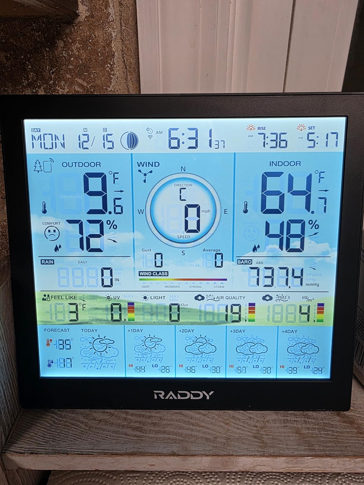 Raddy WF-120P Wi-Fi Weather Station with App, 10 Inch HTN Display, 7-in-1 Outdoor Sensor, Temp & Humidity, UV Index, PM2.5 AQI, 5-Day Forecast for Farm customer photo 2