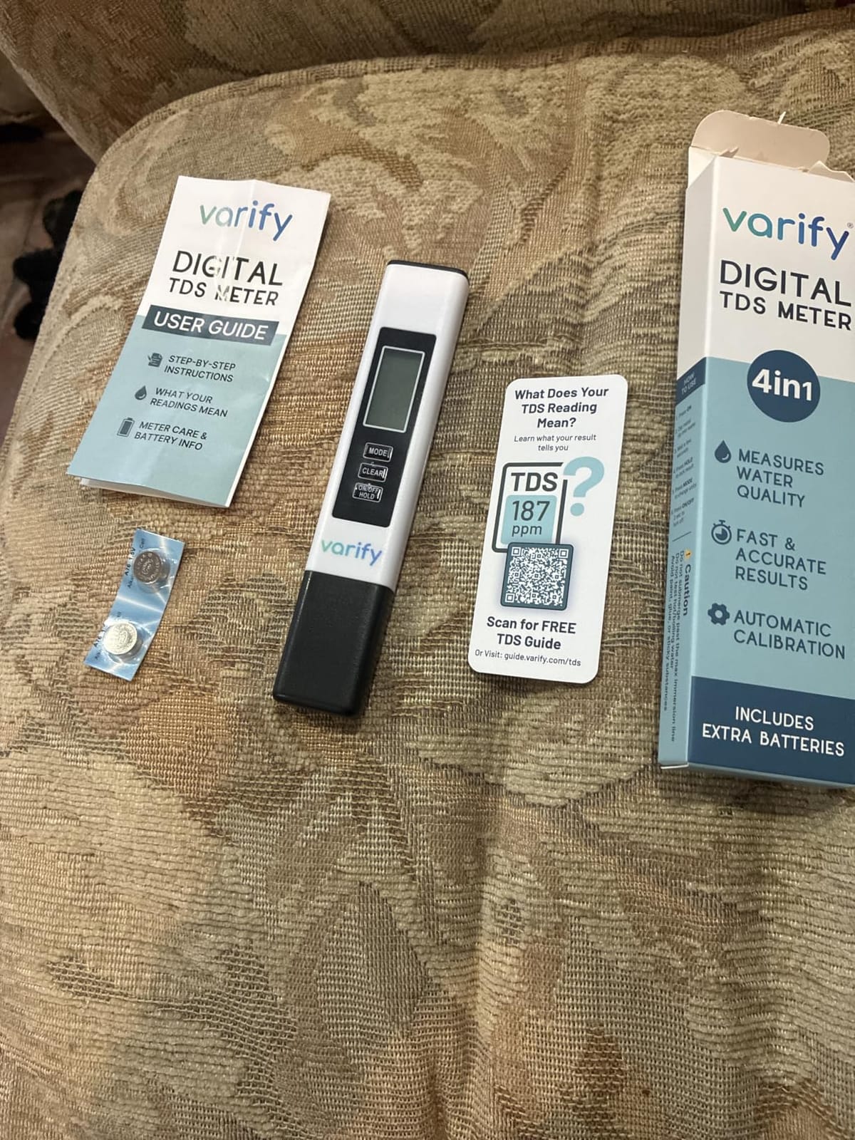 Varify TDS Meter Digital Water Tester for Drinking Water Instant 4in1 Test - Extra Batteries Included, Instant Results, Aquarium Safe, Hydroponics Ready, Portable Design, Accurate PPM Readings customer photo 1