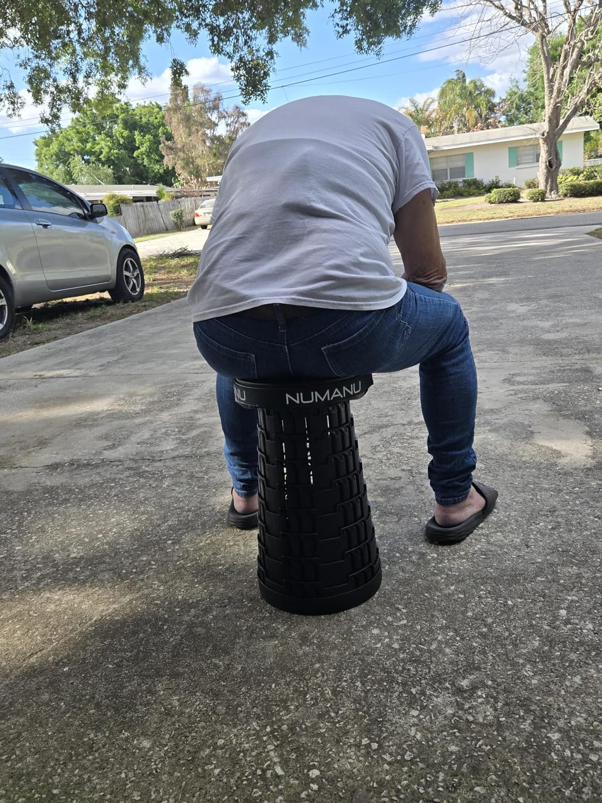 Padded Collapsible Stool for Adults, Portable Folding Seat, 620 lbs | Padded heavy-duty stool, telescoping 2.5-18in adjustable, retractable & lightweight; travel, sports, camping, seniors, work customer photo 1