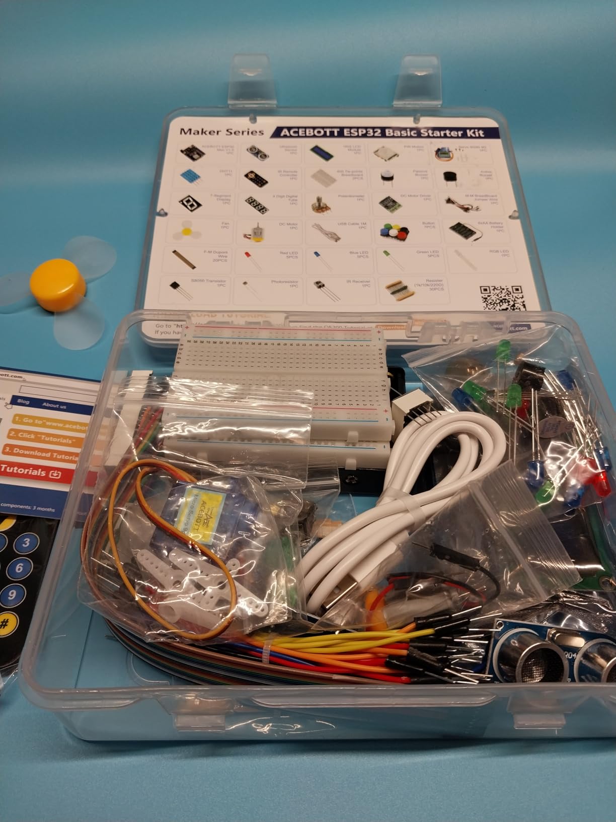 ESP32 Electronics Kit for Beginner, ACEBOTT STEM Learning Kit Compatible with Arduino IDE & Scratch & Python, IoT Programming Project Kit with Sensors, Breadboard, RGB LEDs & 40+ Tutorials, 96PCS customer photo 1