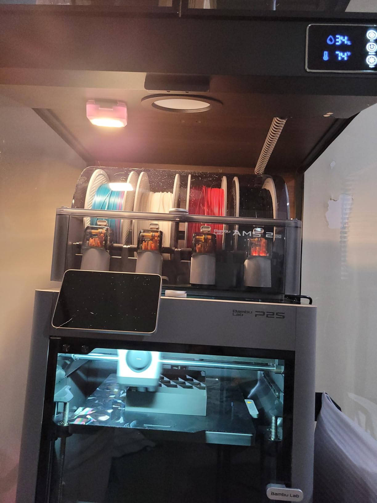 Crafit 3D Printer Cabinet with 48 Spools Filament Storage Rack, 3D Printer Enclosure with Ventilation, Thermo-Hygrometer and LED Light, Heat-Resistant, Dustproof and Noise-Reduction Design, Upgraded customer photo 2