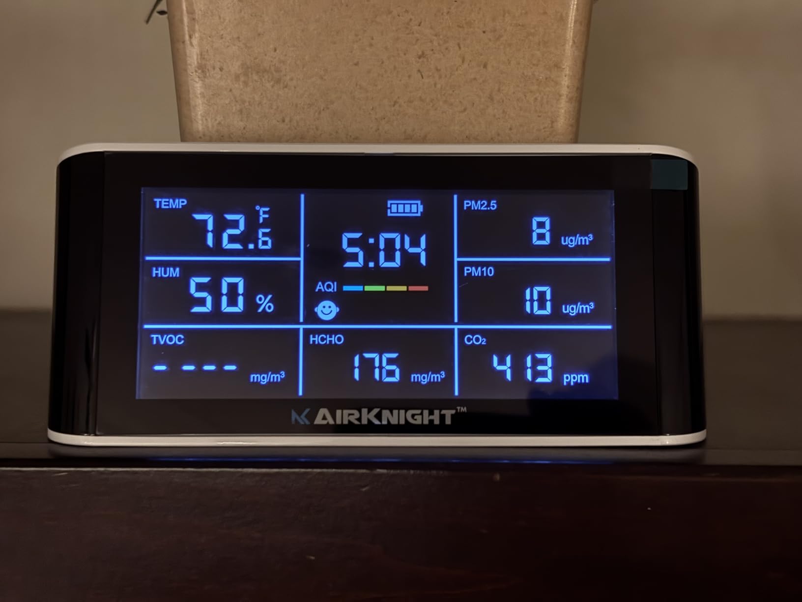AirKnight Premium Indoor Air Quality Monitor Indoor & Air Quality Sensor. VOC Detector, CO2 Monitor, Formaldehyde Detector HCHO, AQI, PM2.5, PM10 Temperature Humidity Air AQI CO2 Meter customer photo 1