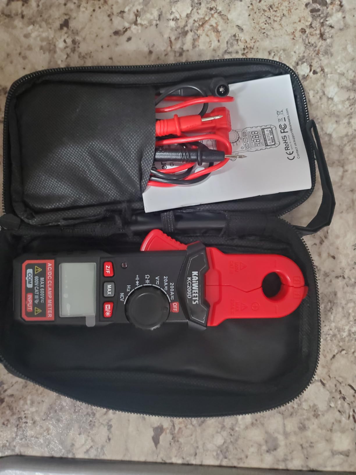 KAIWEETS Digital Clamp Meter, Portable Size, 2000 Counts, Measures High AC Current 400A, 600V AC/DC Voltage, Resistance, Continuity, Diode, Auto Ranging Multimeter, Voltage Tester, KC400 customer photo 1