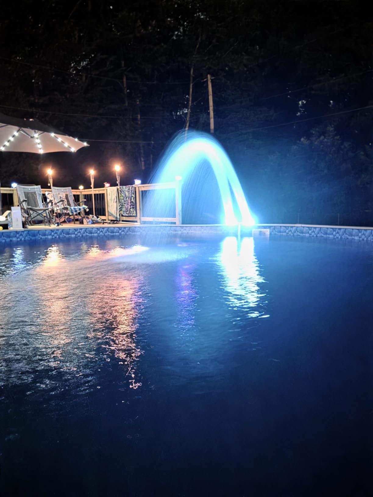 POOLHACKER Solar Pool Fountain with 10-Color LED Lights, Newly Refined Streamlined Design, Auto Dusk Sensor & Timer, Remote Control, Dual-Head Adjustable Spray for Above & Inground Pools customer photo 2