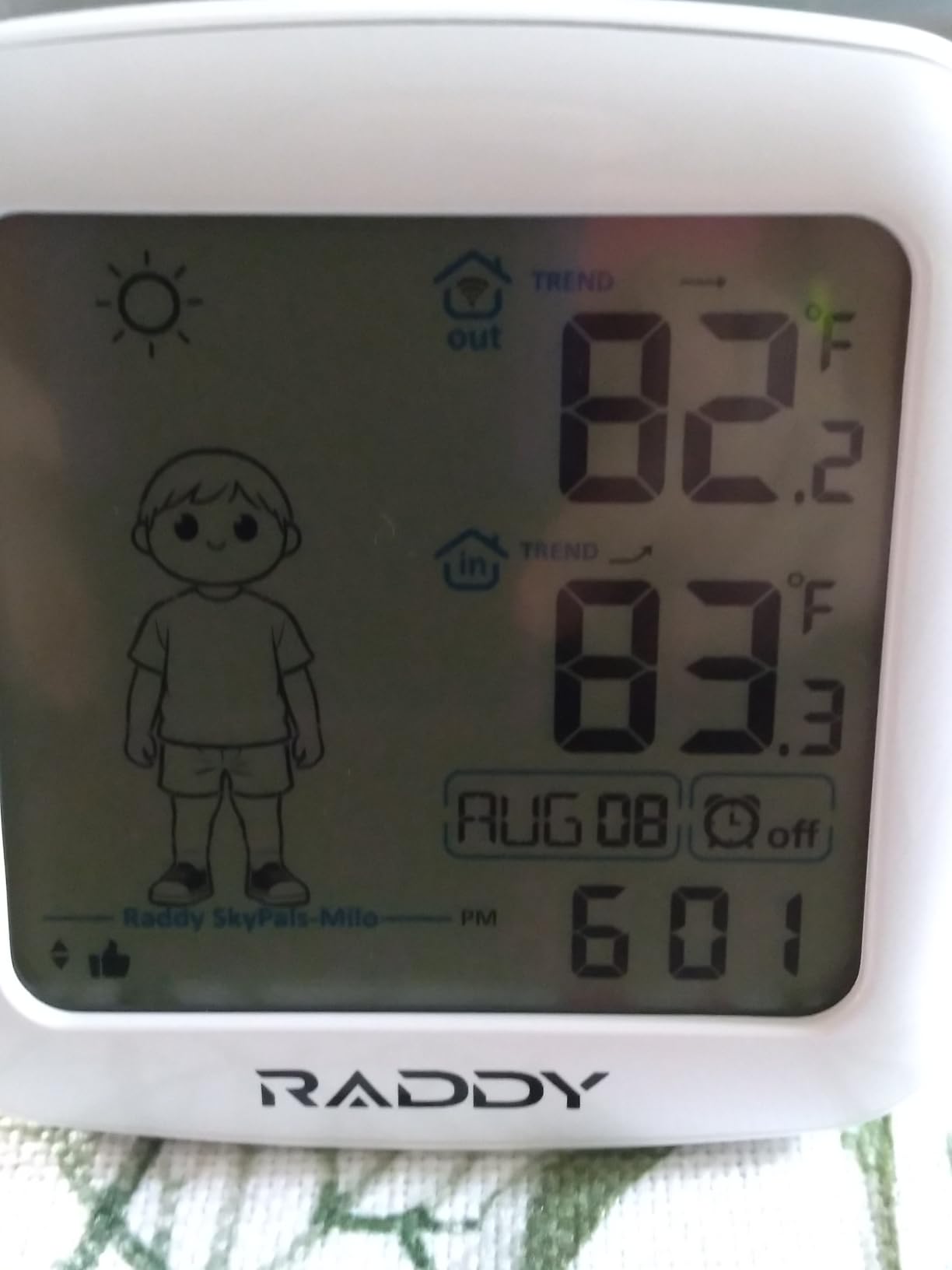 Raddy Milo Kids Weather Station, What-to-Wear Wireless Indoor/Outdoor Temp | Interactive Kids' Morning Routine Clock Featuring 6 Smart Clothing Tips, Thumbs-Up Reward, Weather Forecast, and IPX4 Sensor customer photo 2