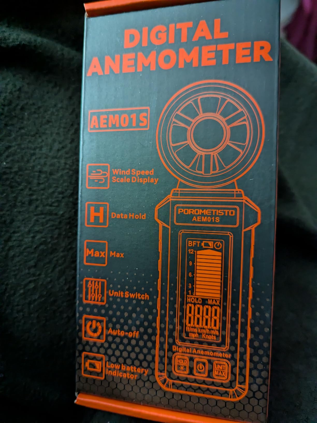 AEM01S Anemometer, POROMETISTO, 3-Color Alarm & Green Backlit Wind Meter | Non-Slip Housing Design, Compact and Portable, Handheld Wind Speed Meter Ideal for HVAC Tools, Outdoor Sports, Sailing customer photo 1