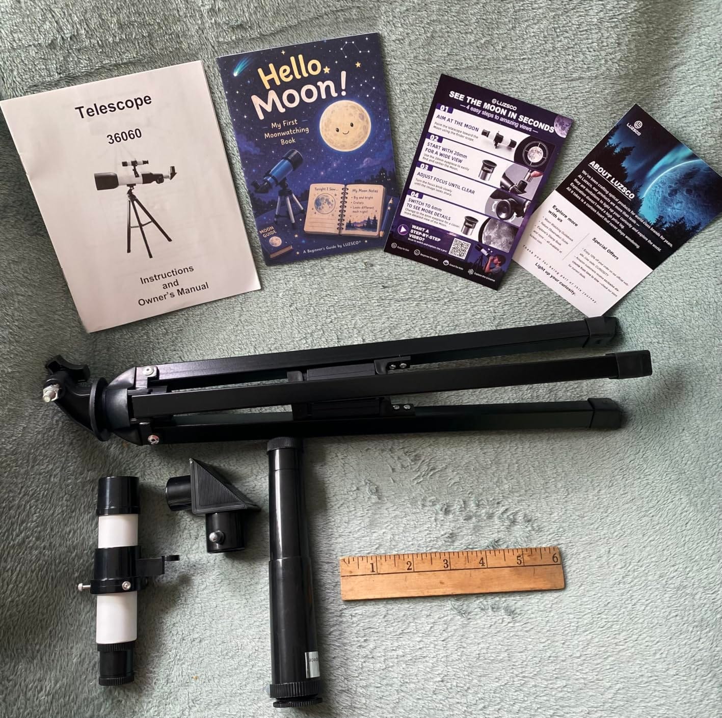 Telescope for Kids, 60mm 90x White Telescope with Cute Stickers | Includes a sturdy tripod, finder scope, and fun alphabet DIY sticker set. A STEM astronomy gift for kids ages 6-12 customer photo 2