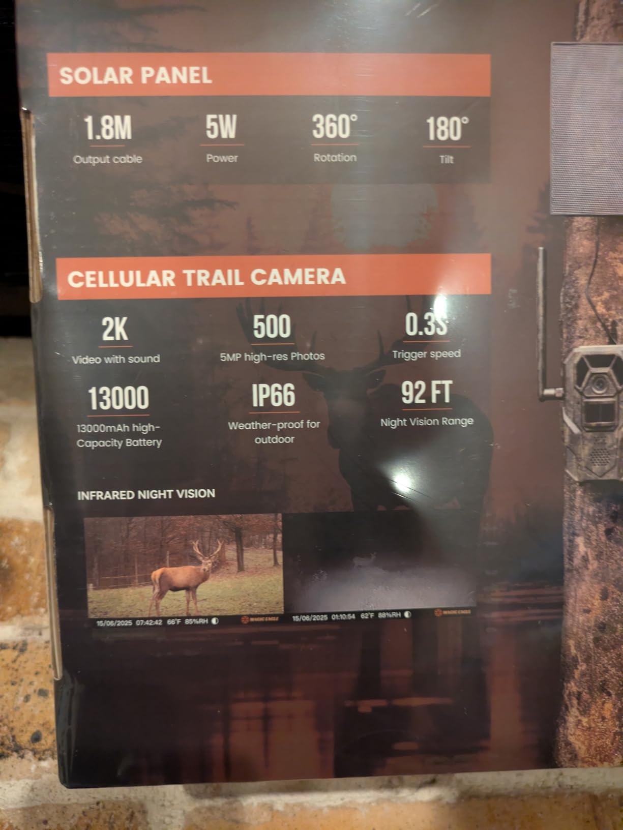 MagicEagle Cellular Trail Camera 4G Wild Game Cameras 13,000 mAh Battery Solar Panel 2K Audible Video No-Glow IR Night Vision IP66 Waterproof customer photo 2
