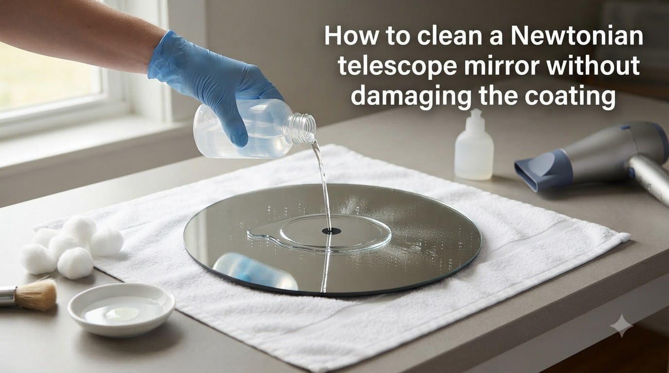 How to clean a Newtonian telescope mirror without damaging the coating