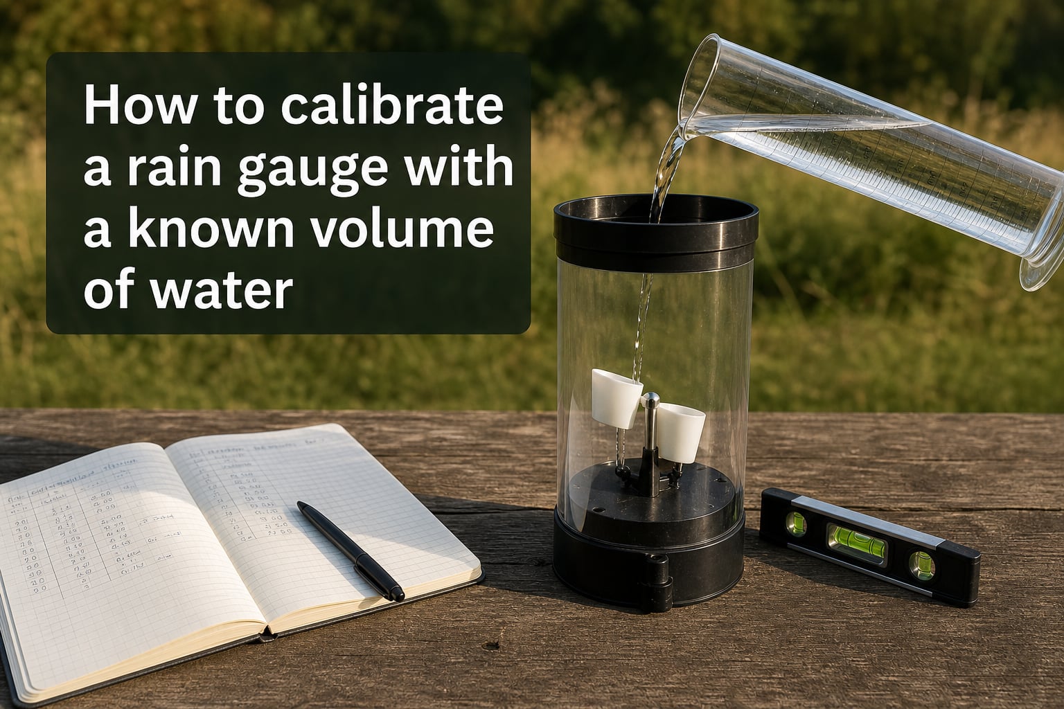 How to calibrate a rain gauge with a known volume of water