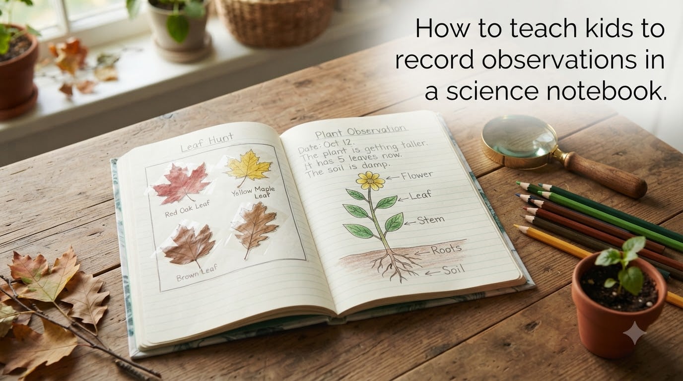 How to teach kids to record observations in a science notebook