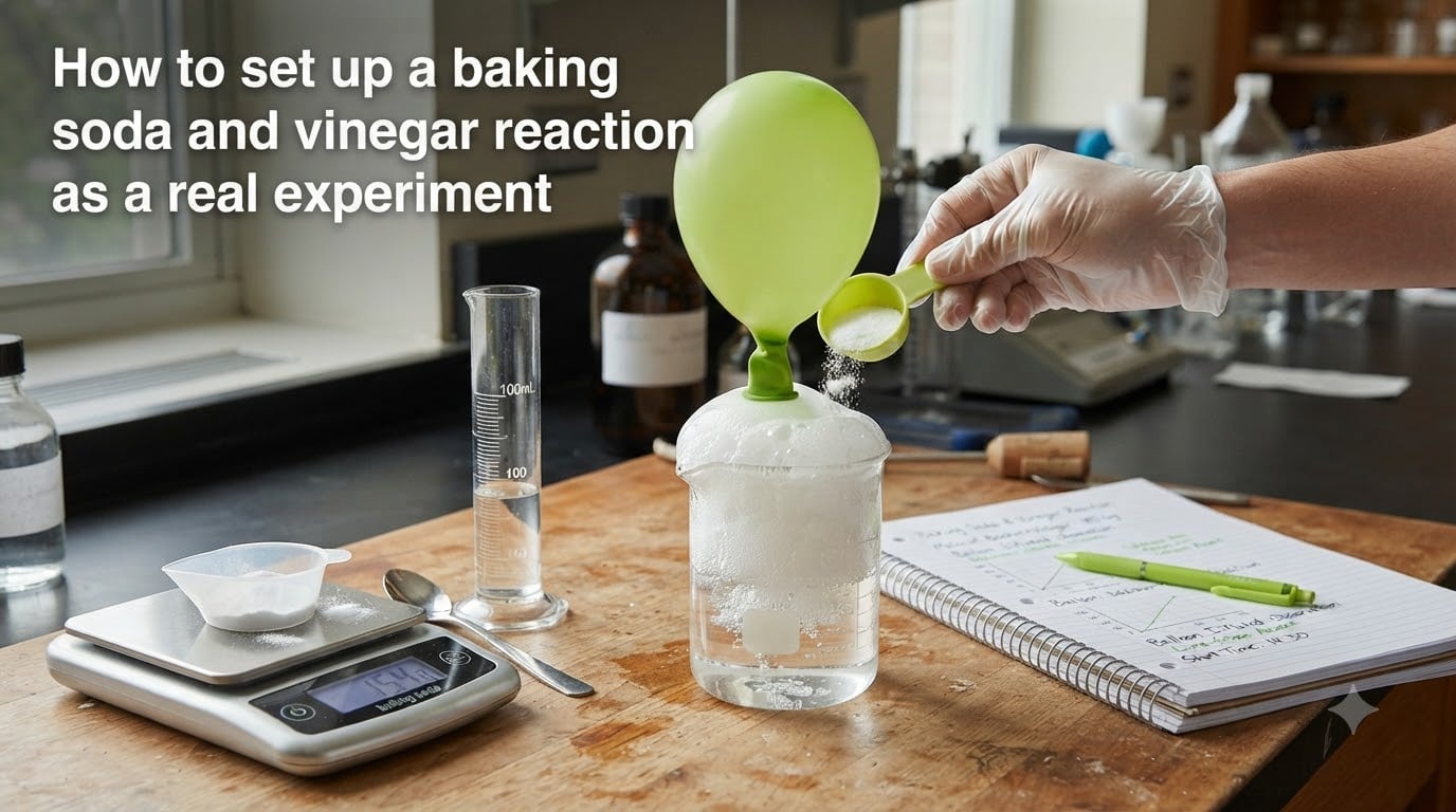 How to set up a baking soda and vinegar reaction as a real experiment