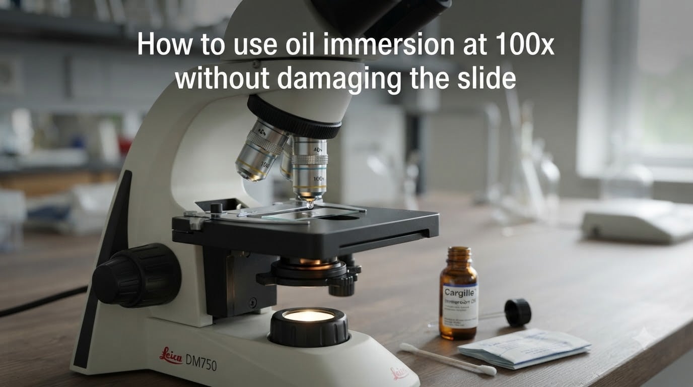 How to use oil immersion at 100x without damaging the slide