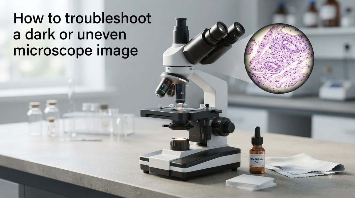 How to troubleshoot a dark or uneven microscope image