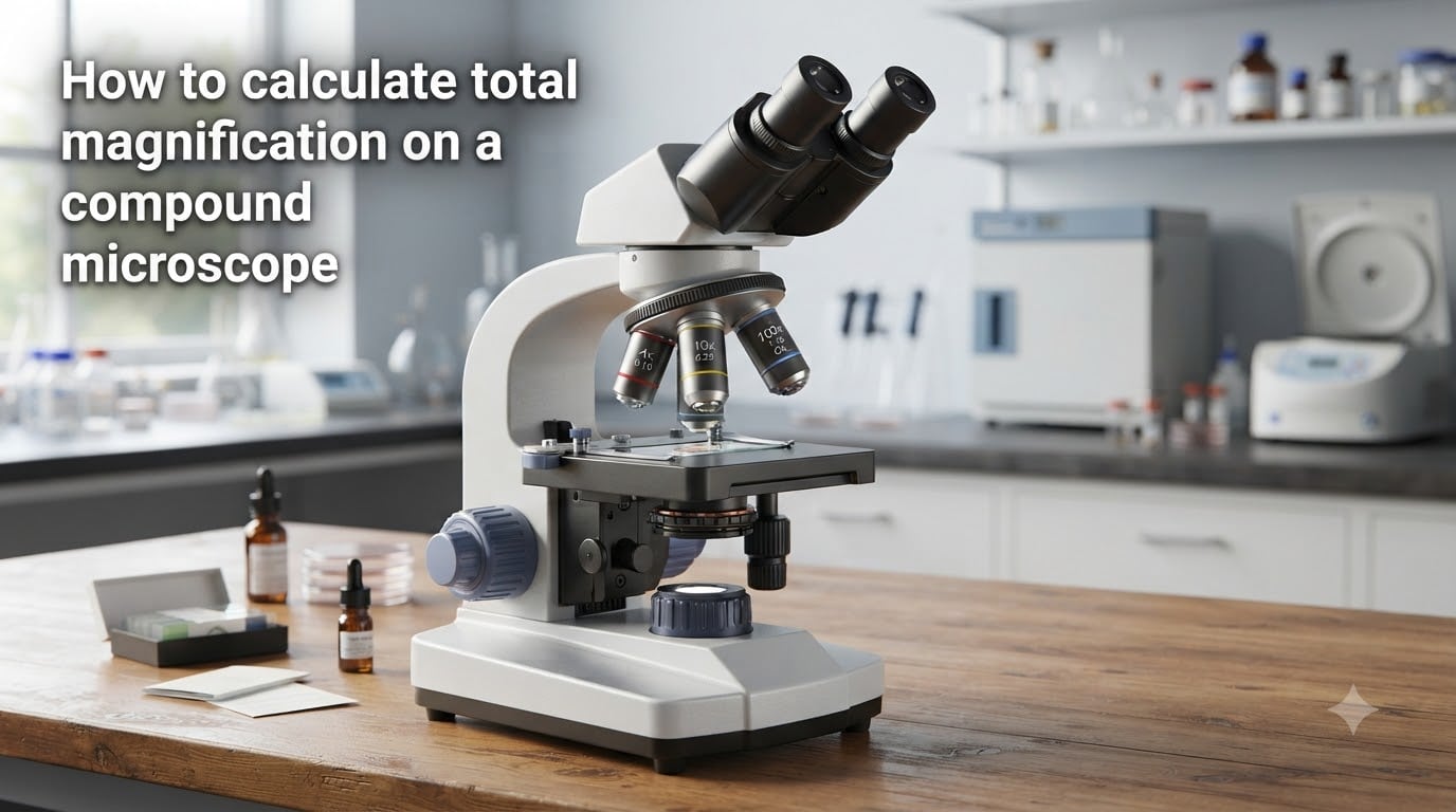 How to calculate total magnification on a compound microscope