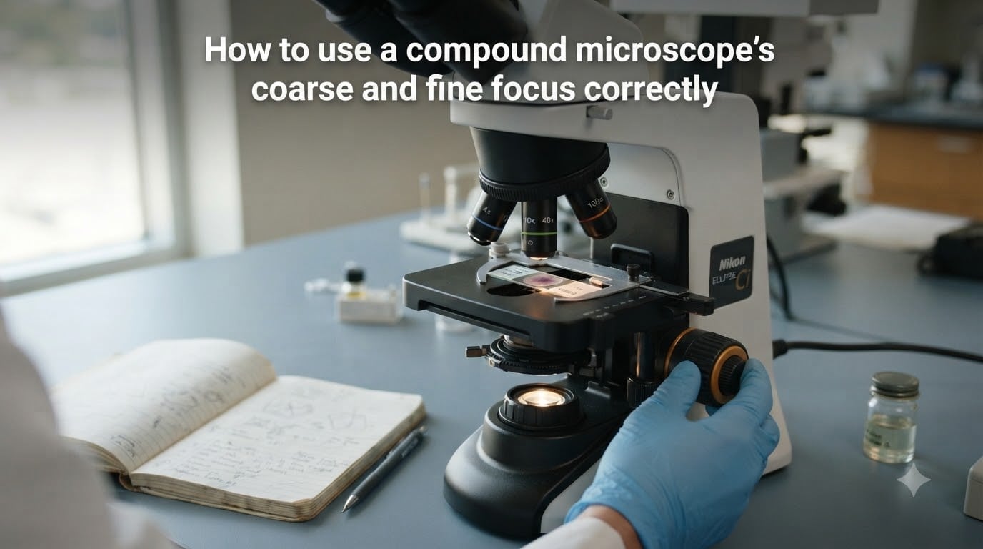 How to use a compound microscope's coarse and fine focus correctly