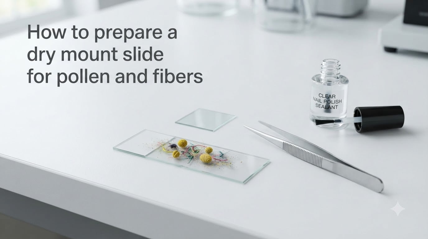 How to prepare a dry mount slide for pollen and fibers
