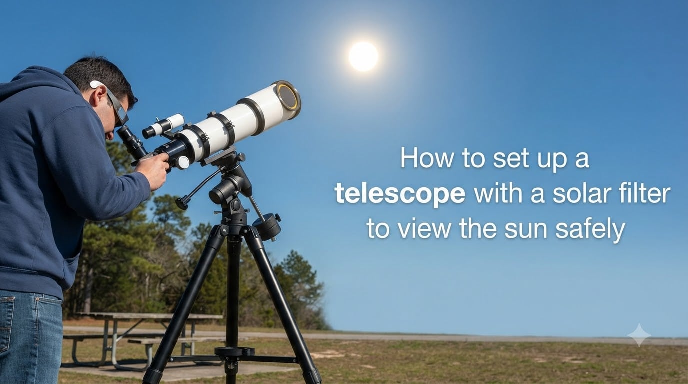 How to set up a telescope with a solar filter to view the sun safely